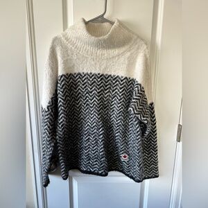 Pajar Jasper Black & White Chevron Cowl Neck Sweater